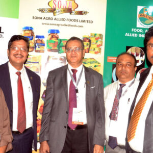 From Left:Mr Devanshu seth,Marketing manager,Euroglobal;Ajai Musaddi,GMD,Sona Group of Industries;Ashok Manghnani,Group Chief Operating Officer;Sona Group of Industries;Manish Singh,Marketing Manager,Shongai Techonogies Limited and Obhulaa Reddi,Marketing Manager,Shongai Technologies limited,at the 3rd Edition of Manufacturing Expo Conference in Lagos.